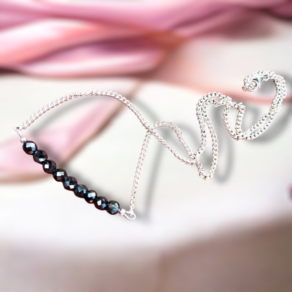 New Black Diamond Necklace – 15ct Natural Black Diamonds Sterling Silver